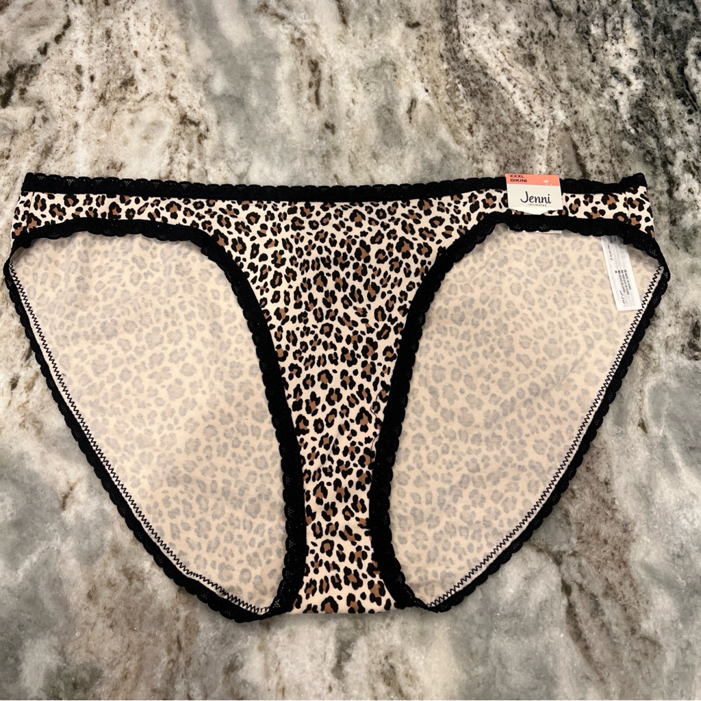 Jenni Leopard Print Bikini Briefs With Black Trim Xxxlarge